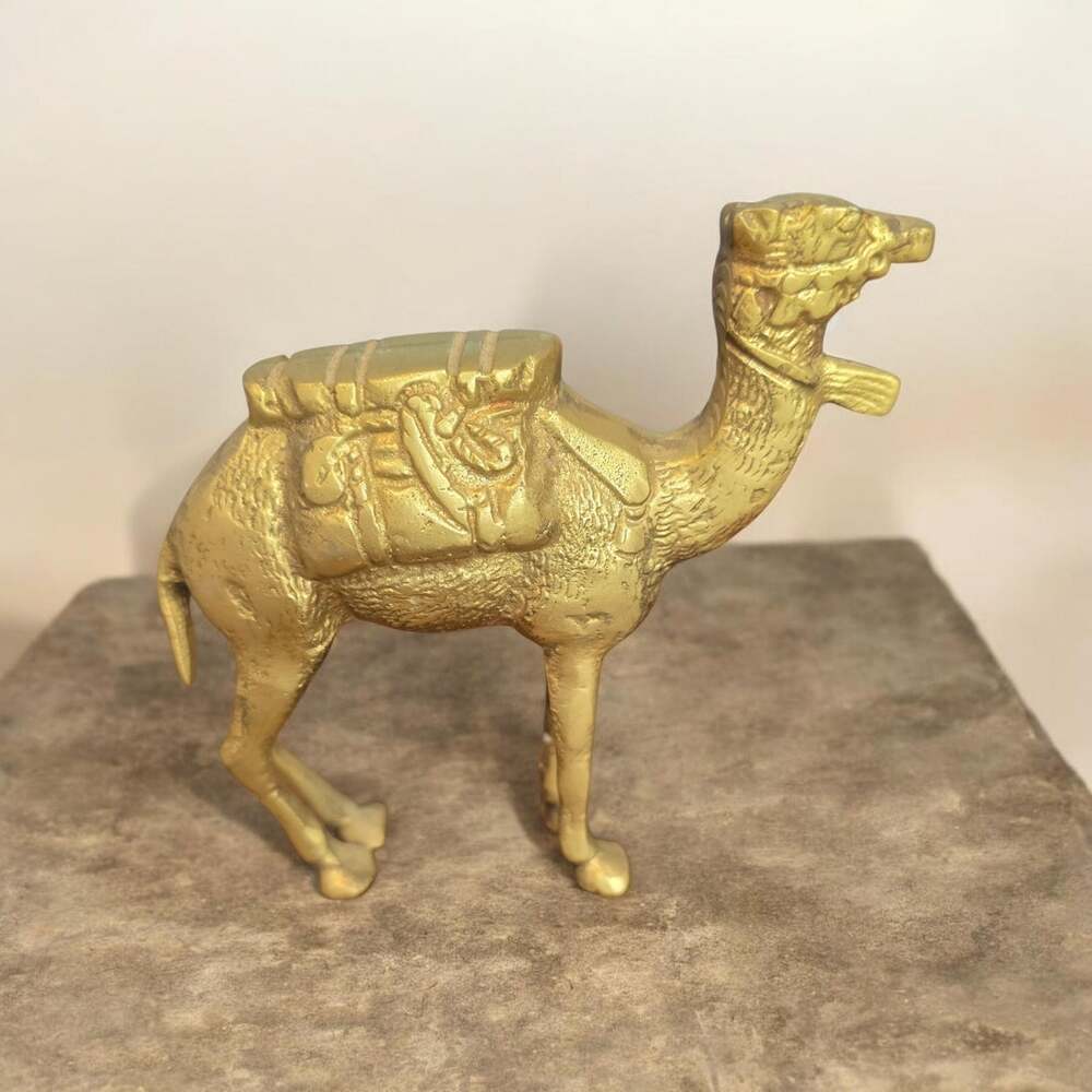 Solid Brass Camel with Saddle and Packs 4.5" wide x 3.75" tall